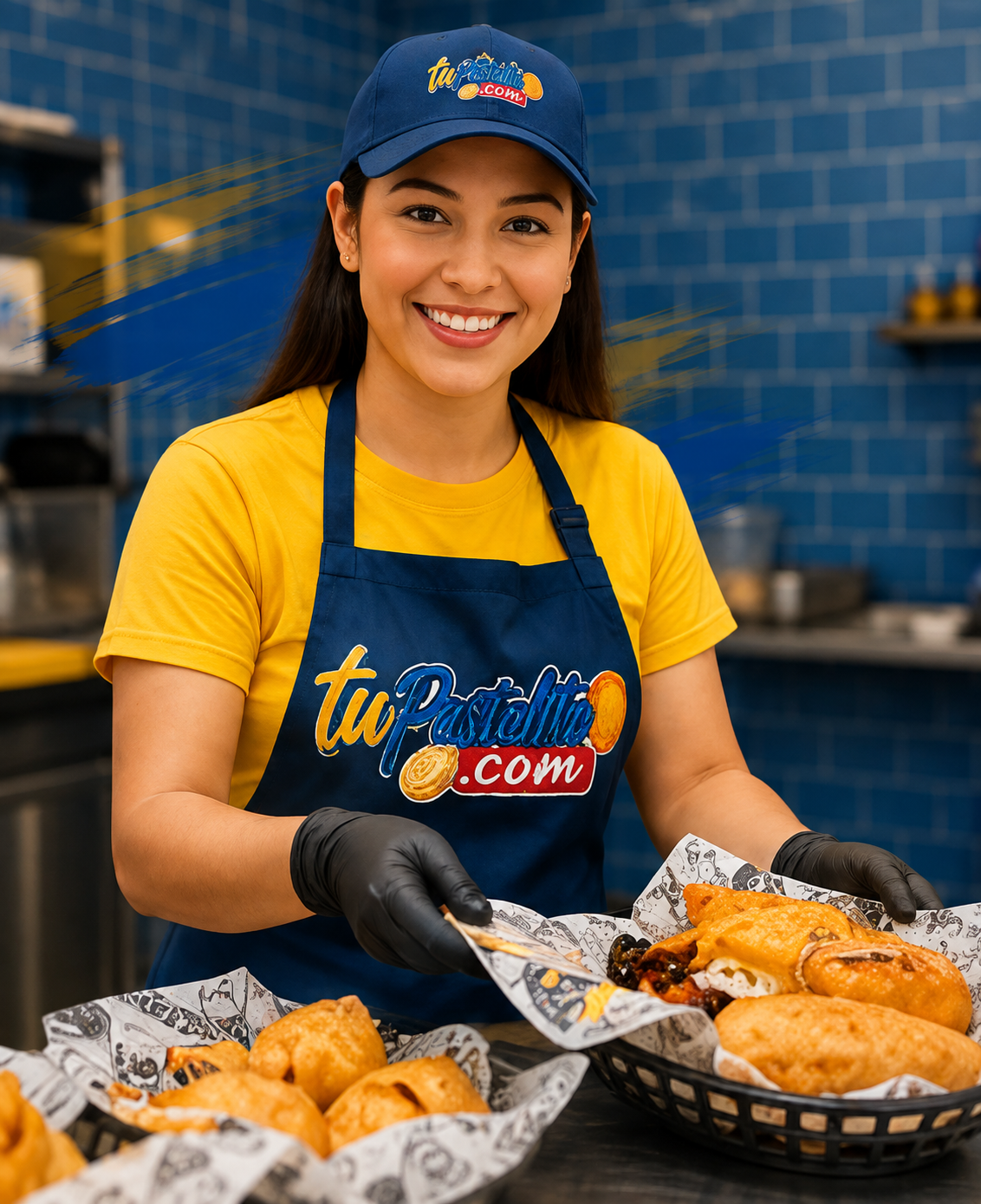 Tu Pastelito team member holding baskets of fresh pastelitos
